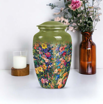 10 inch FLOWERS cremation urn in classic design