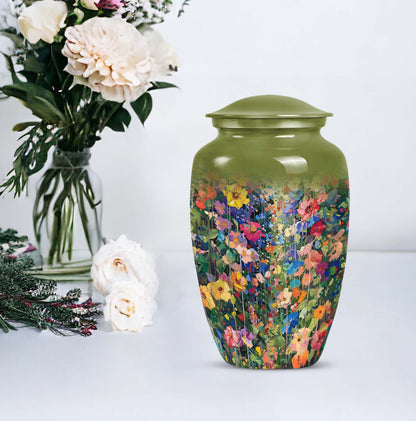 10 inch FLOWERS cremation urn in classic design
