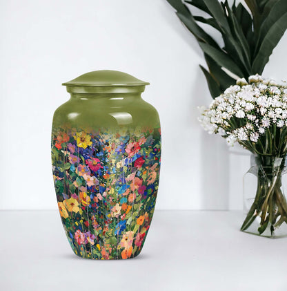 10 inch FLOWERS cremation urn in classic design