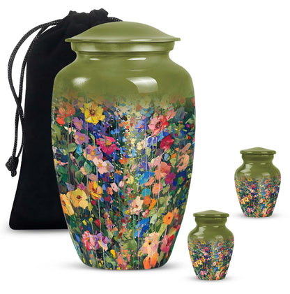 10 inch FLOWERS cremation urn in classic design