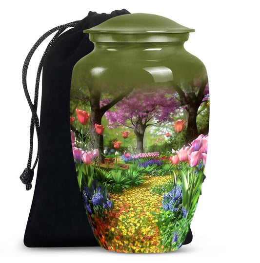 Flowers Urn, cremation urn for male ashes