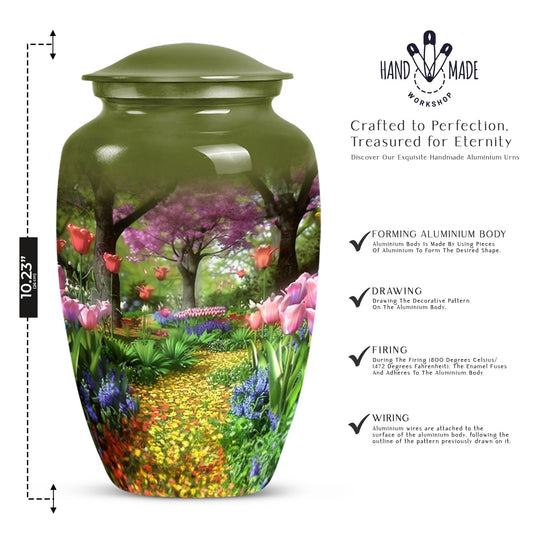 Flowers Urn, cremation urn for male ashes