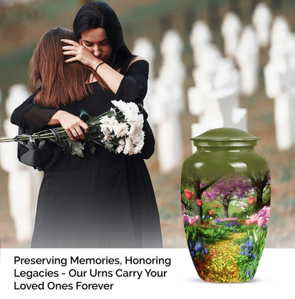Flowers Urn, cremation urn for male ashes