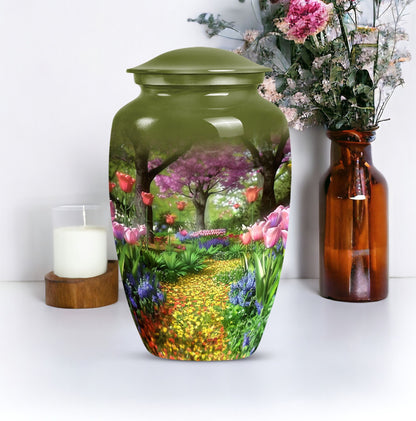 Flowers Urn, cremation urn for male ashes