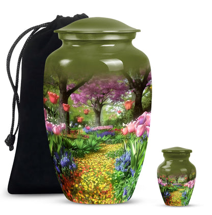 Flowers Urn, cremation urn for male ashes
