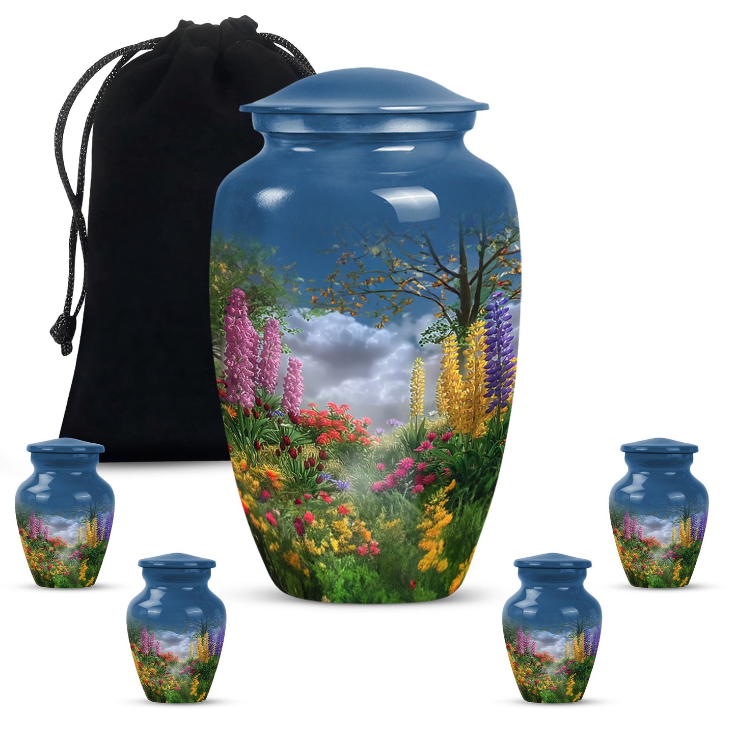 FLOWERS Urn, Classic memorial urn for women ashes