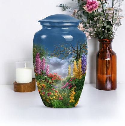 FLOWERS Urn, Classic memorial urn for women ashes