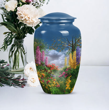 FLOWERS Urn, Classic memorial urn for women ashes
