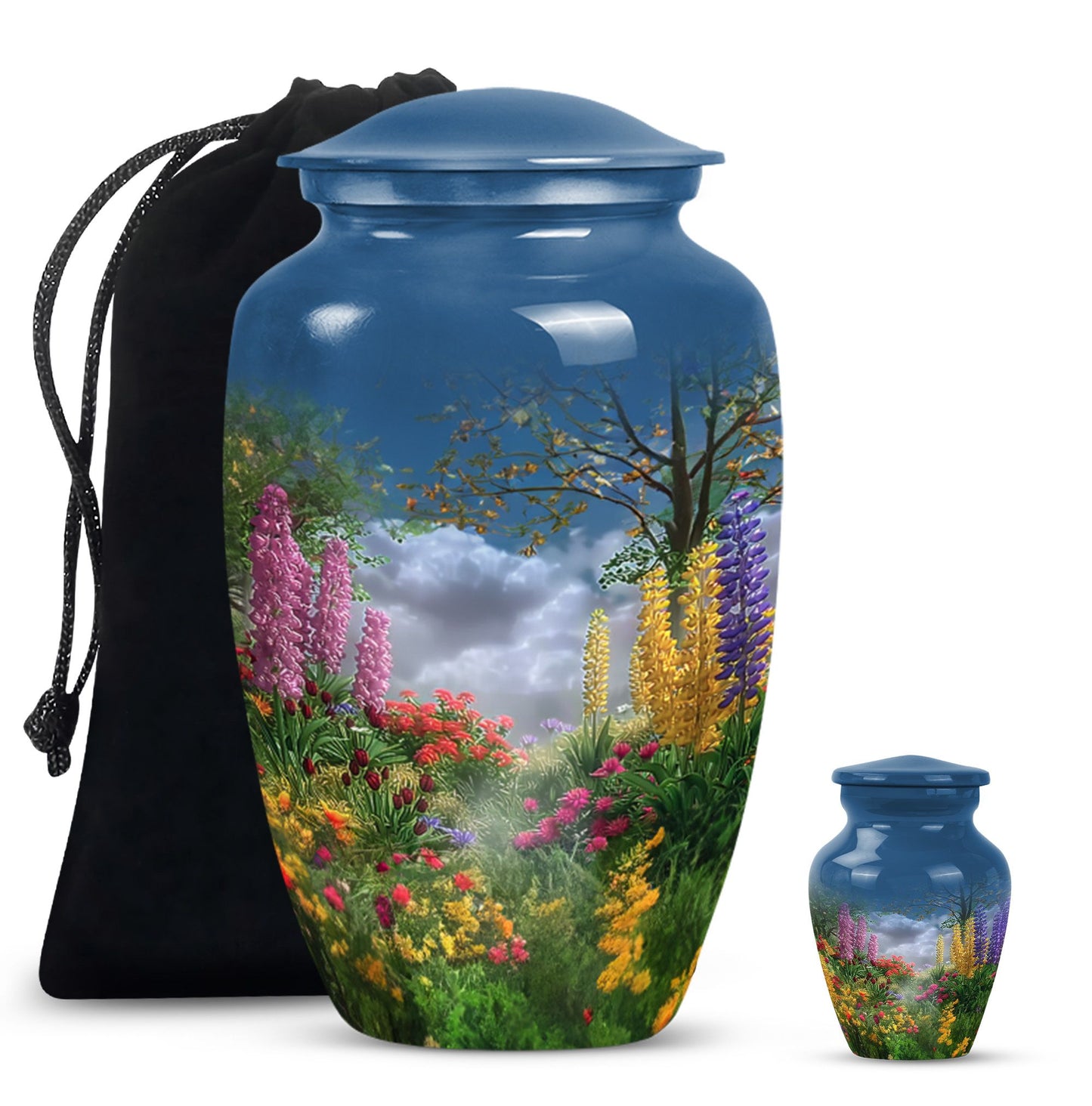 FLOWERS Urn, Classic memorial urn for women ashes