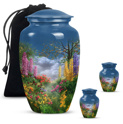 FLOWERS Urn, Classic memorial urn for women ashes