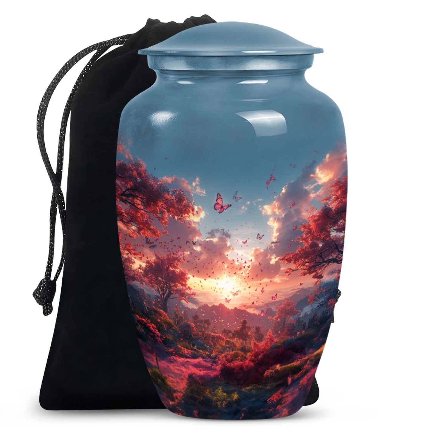 10-inch pink butterfly urn designed for cremations, 