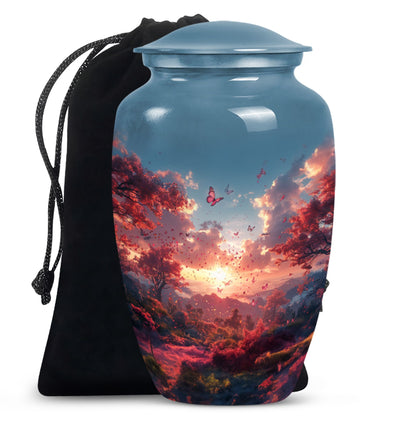 10-inch pink butterfly urn designed for cremations, 
