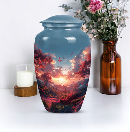 10-inch pink butterfly urn designed for cremations, 