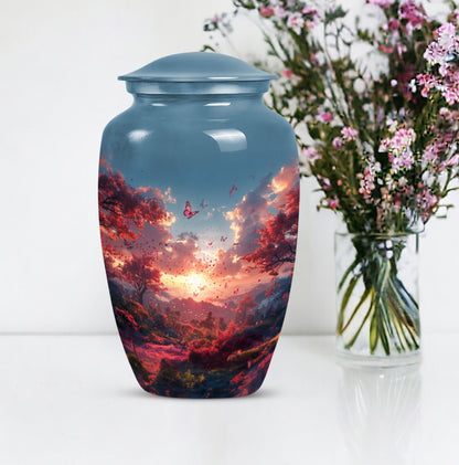 10-inch pink butterfly urn designed for cremations, 
