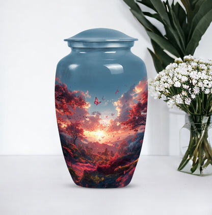 10-inch pink butterfly urn designed for cremations, 