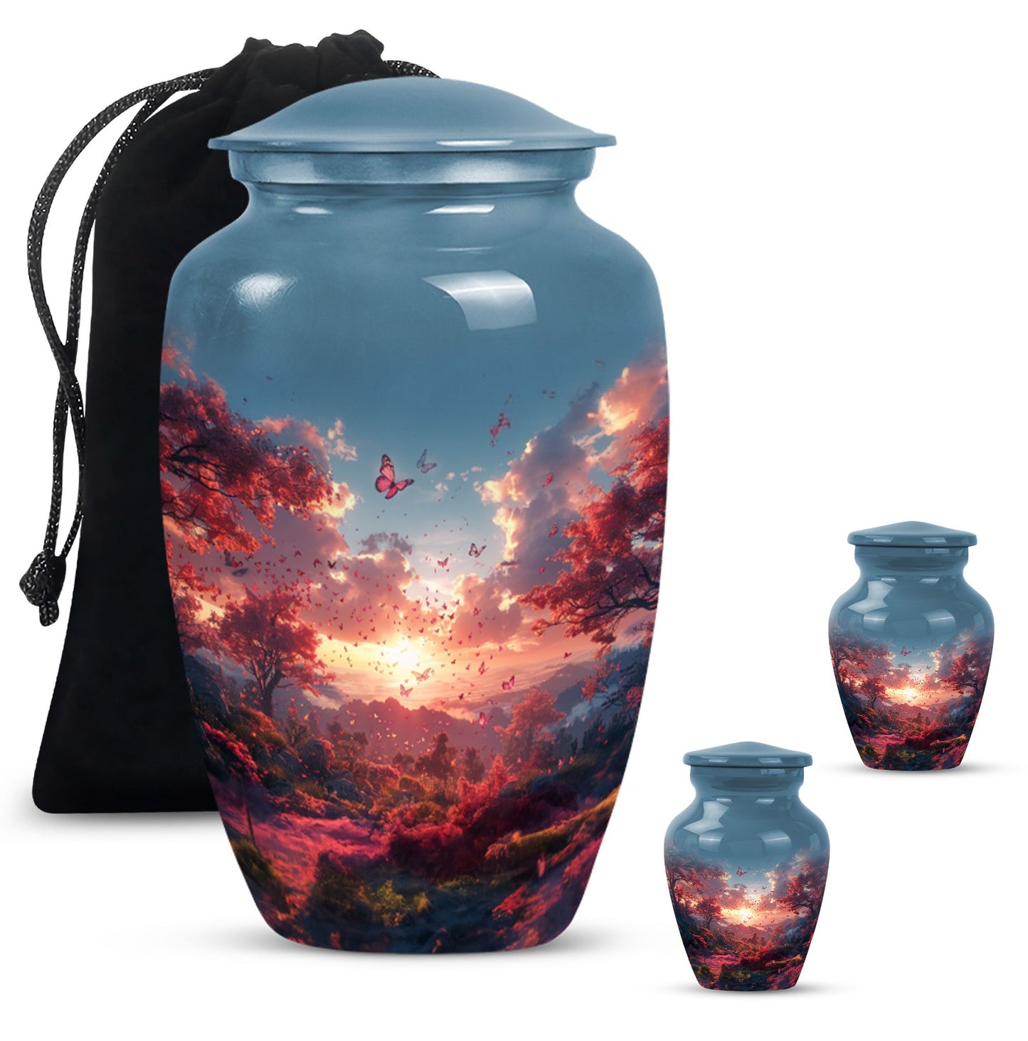 10-inch pink butterfly urn designed for cremations, 