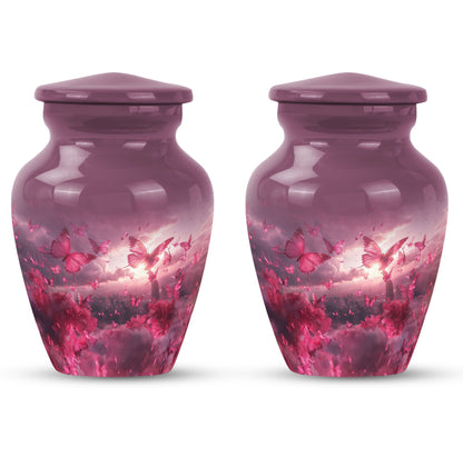 pink butterfly urn for dad, large cremation urn
