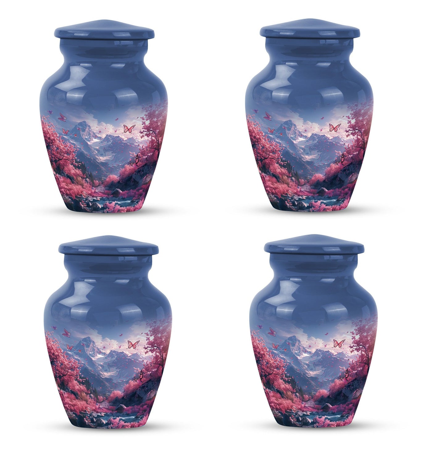 Pink butterfly-themed cremation urn for adult male
