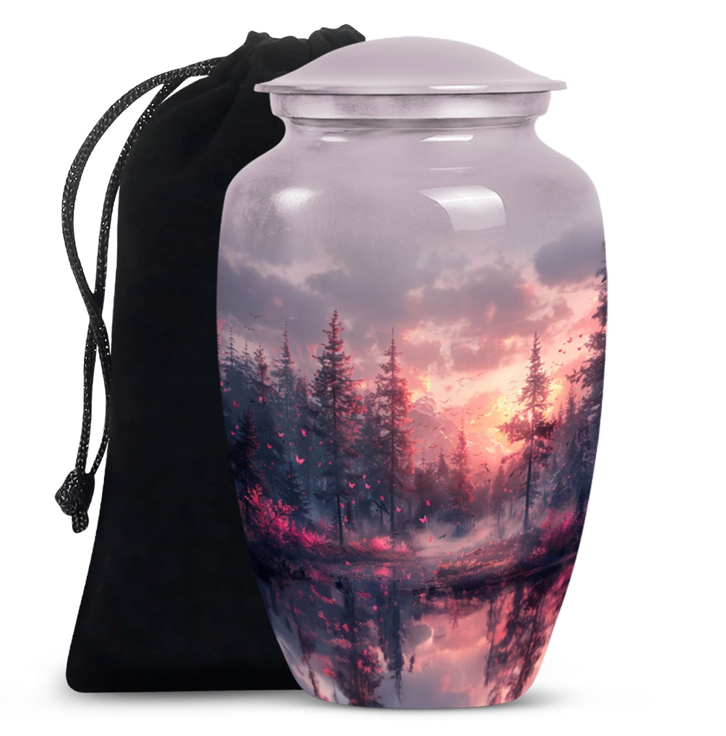 pink butterfly urn for ashes for women, funeral urn