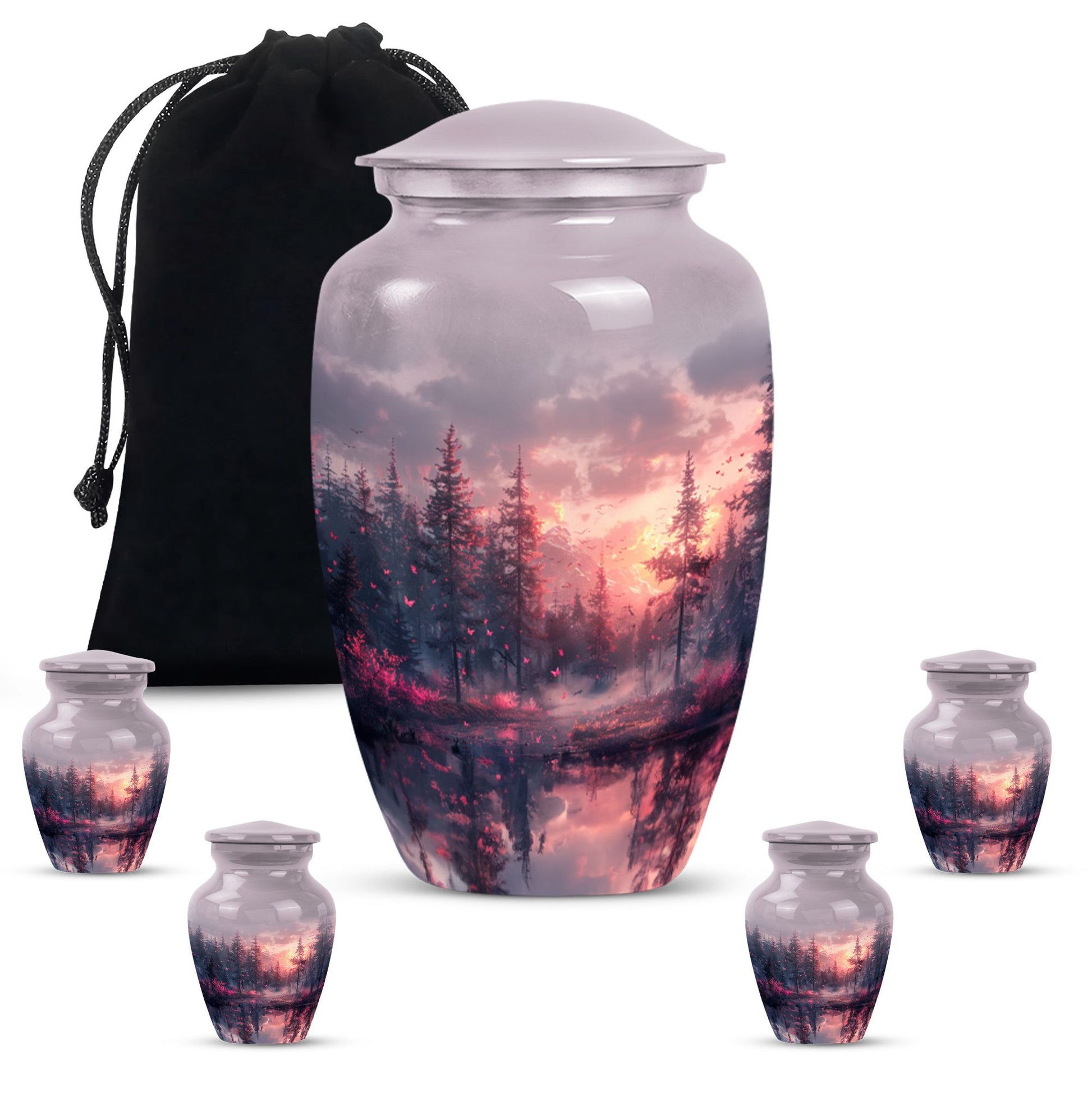 pink butterfly urn for ashes for women, funeral urn