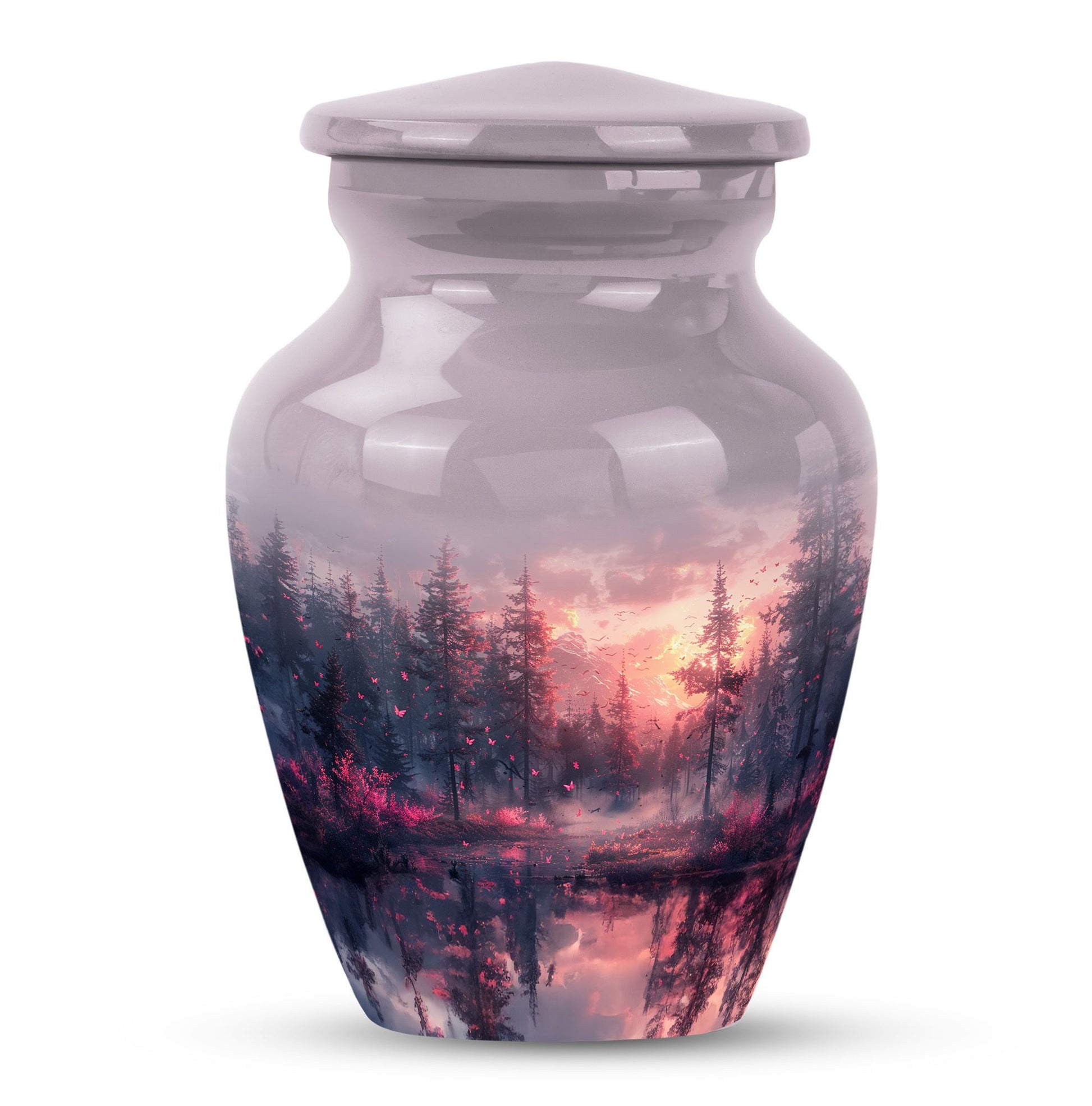 pink butterfly urn for ashes for women, funeral urn