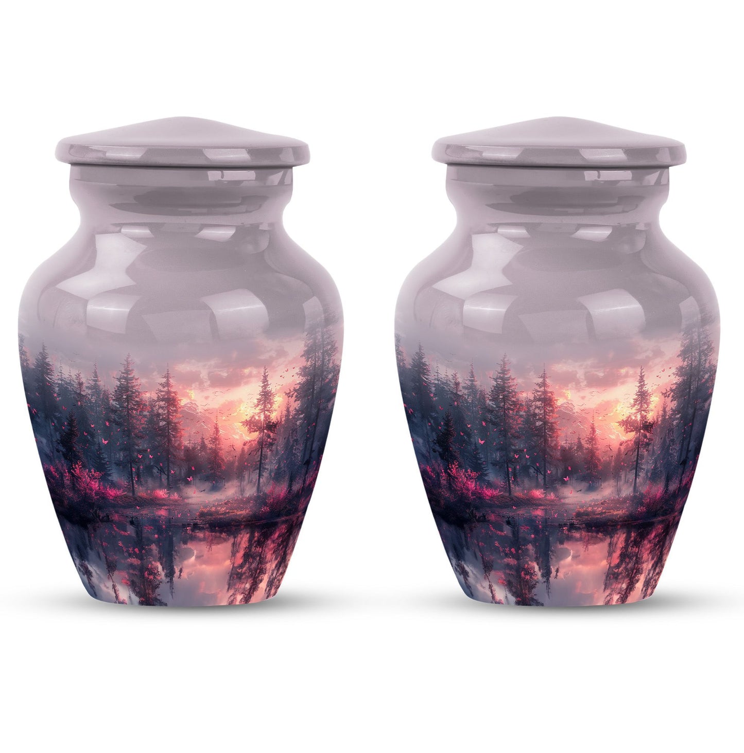 pink butterfly urn for ashes for women, funeral urn