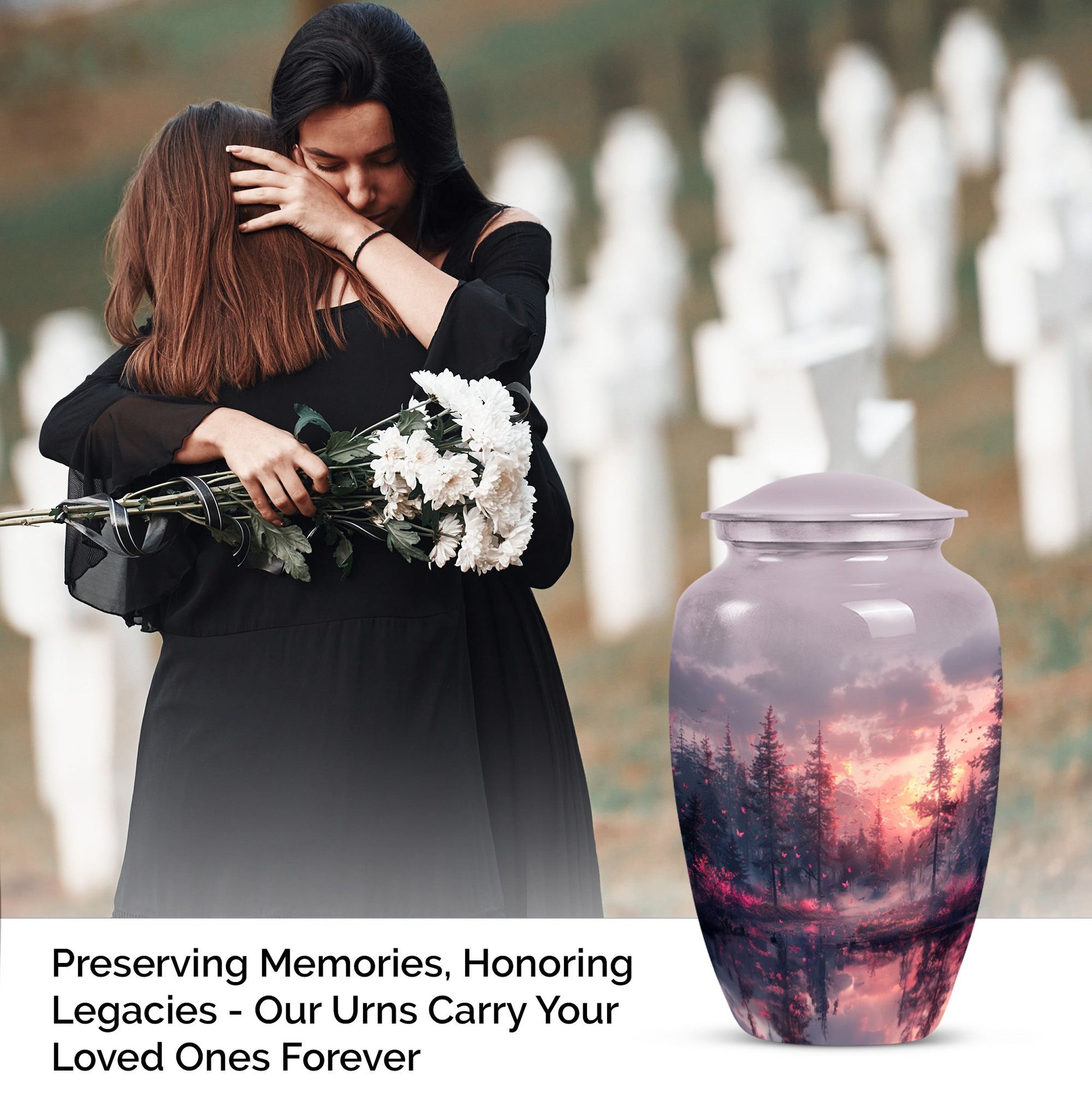 pink butterfly urn for ashes for women, funeral urn