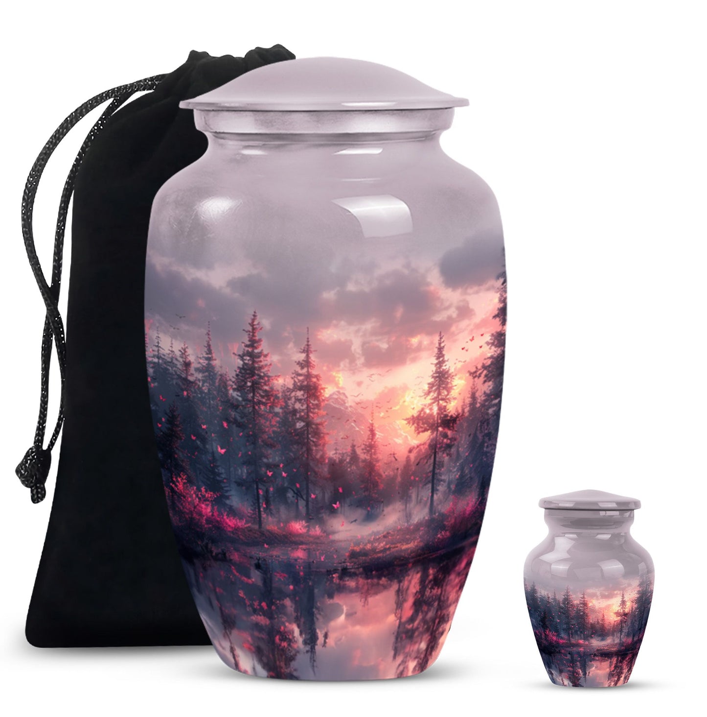pink butterfly urn for ashes for women, funeral urn