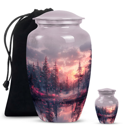 pink butterfly urn for ashes for women, funeral urn