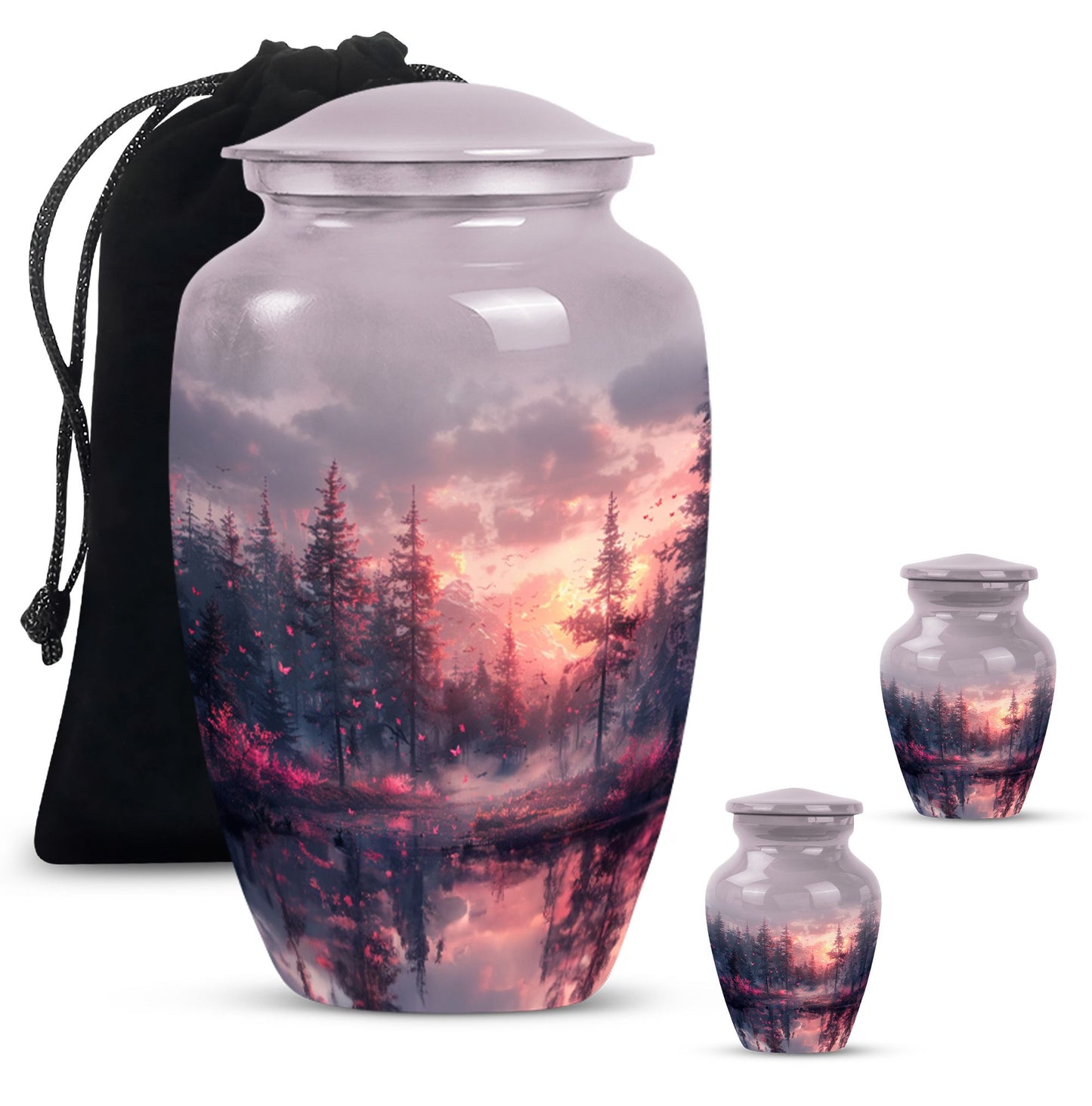 pink butterfly urn for ashes for women, funeral urn