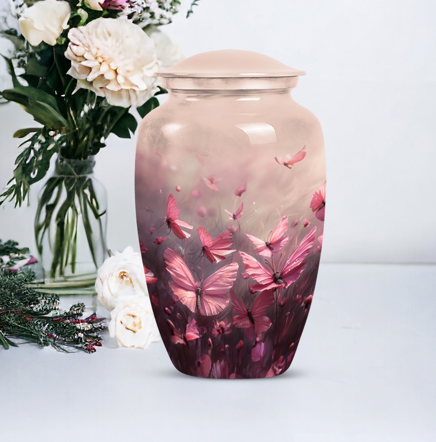 pink butterfly urn - Keepsake urn For Ashes