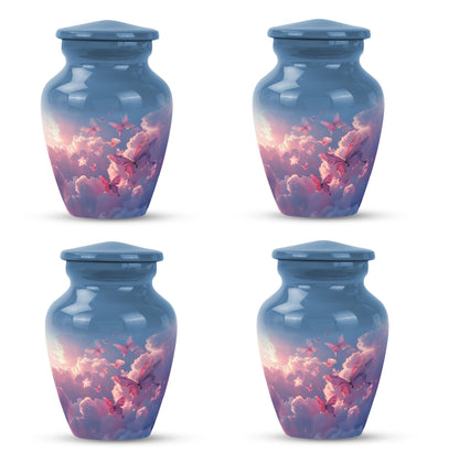 Classic 10-inch pink butterfly design cremation urn 