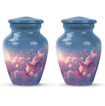 Classic 10-inch pink butterfly design cremation urn 