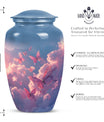 Classic 10-inch pink butterfly design cremation urn 