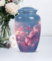 Classic 10-inch pink butterfly design cremation urn 