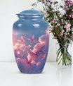 Classic 10-inch pink butterfly design cremation urn 