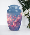 Classic 10-inch pink butterfly design cremation urn 