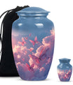 Classic 10-inch pink butterfly design cremation urn 