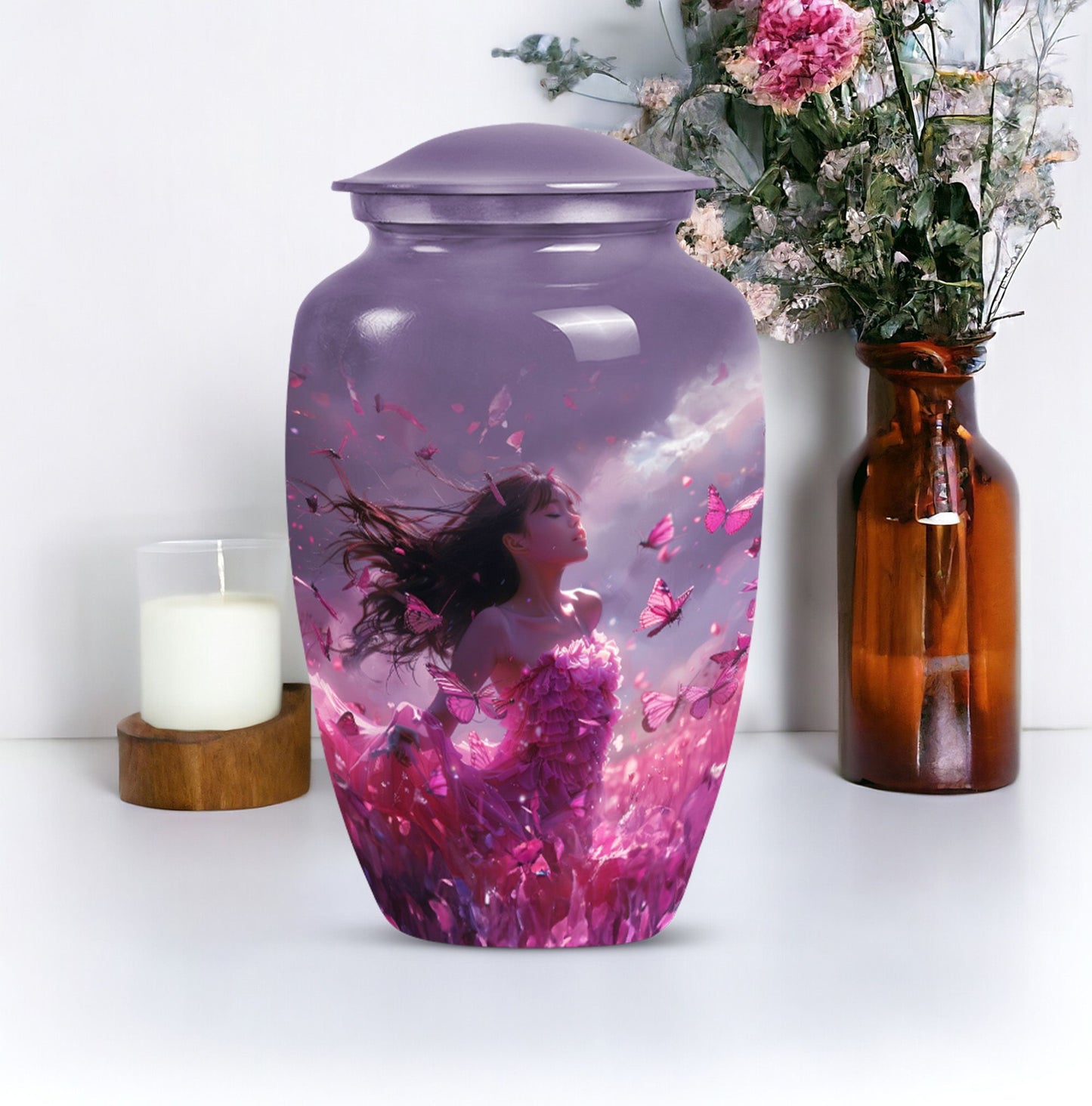  pink butterfly cremation urn, 