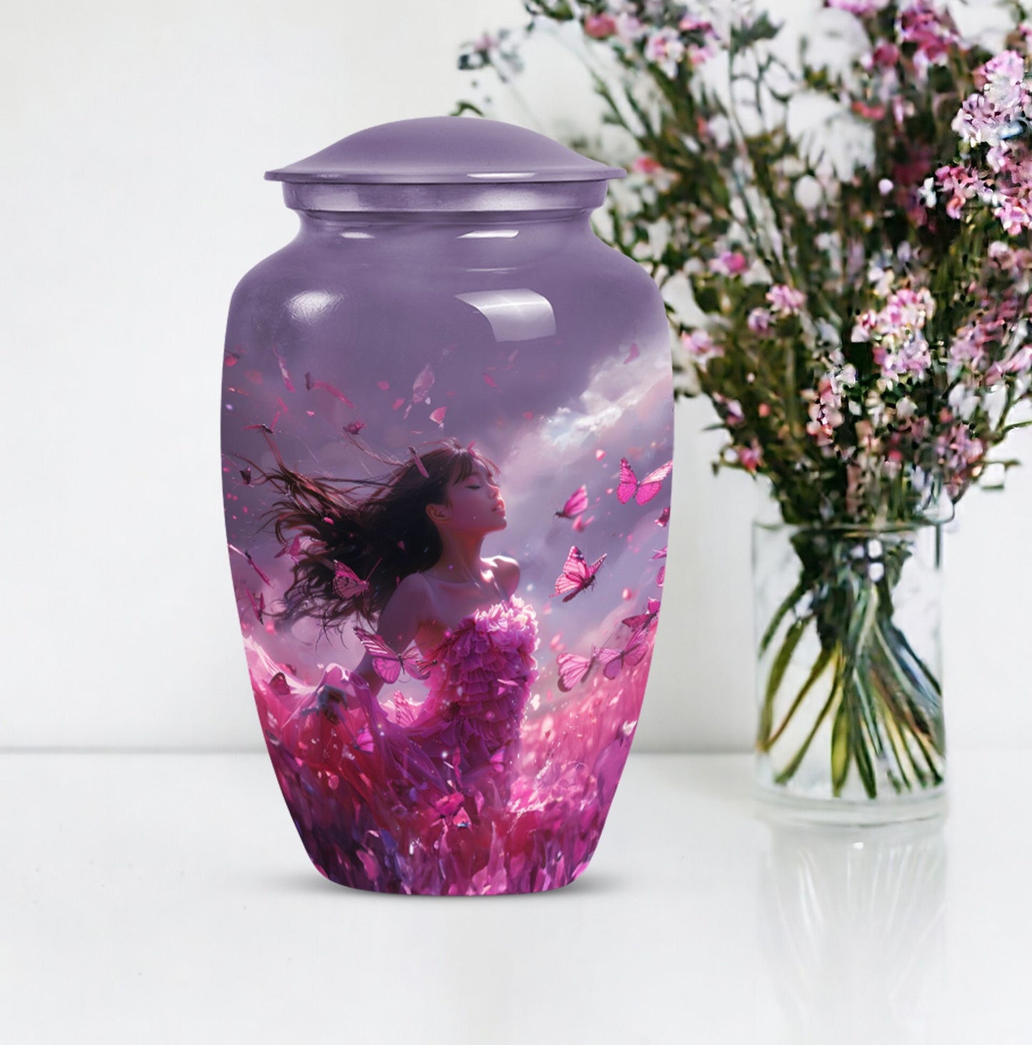  pink butterfly cremation urn, 