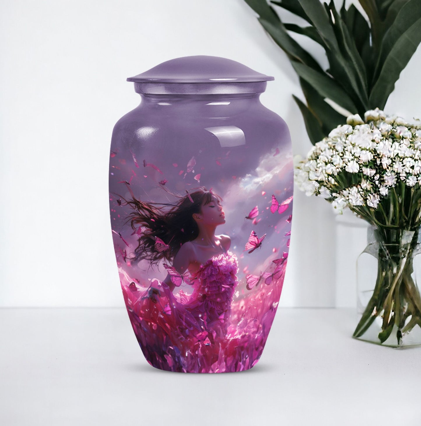  pink butterfly cremation urn, 