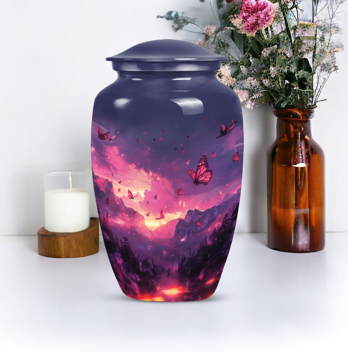 Pink Butterfly urn