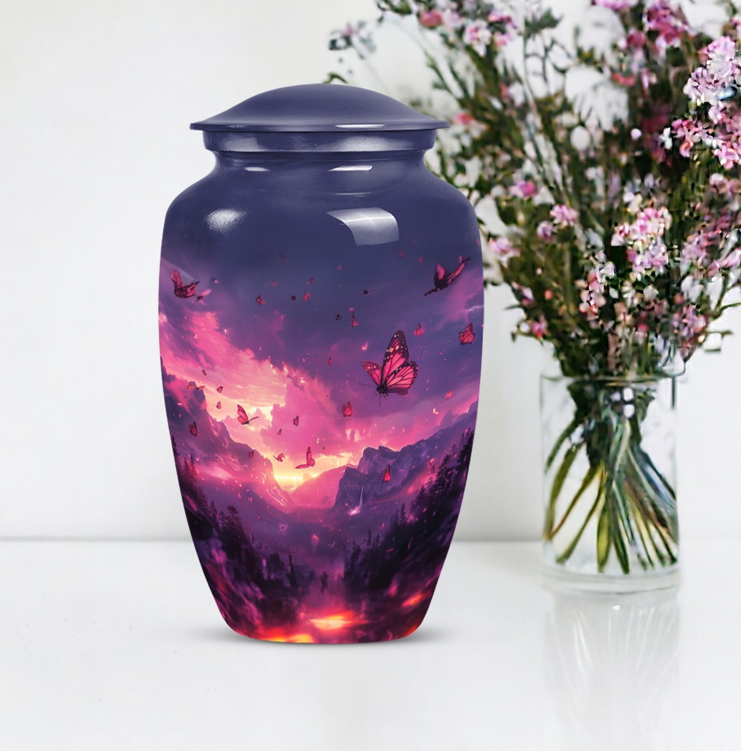 Pink Butterfly urn