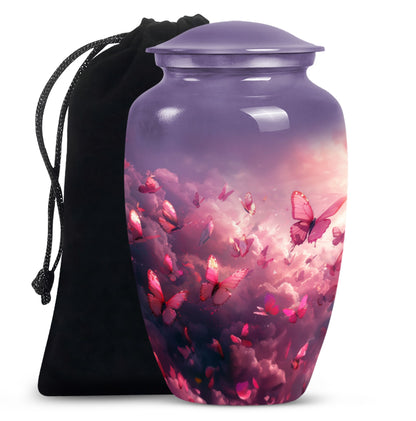 pink butterfly classic cremation urn,