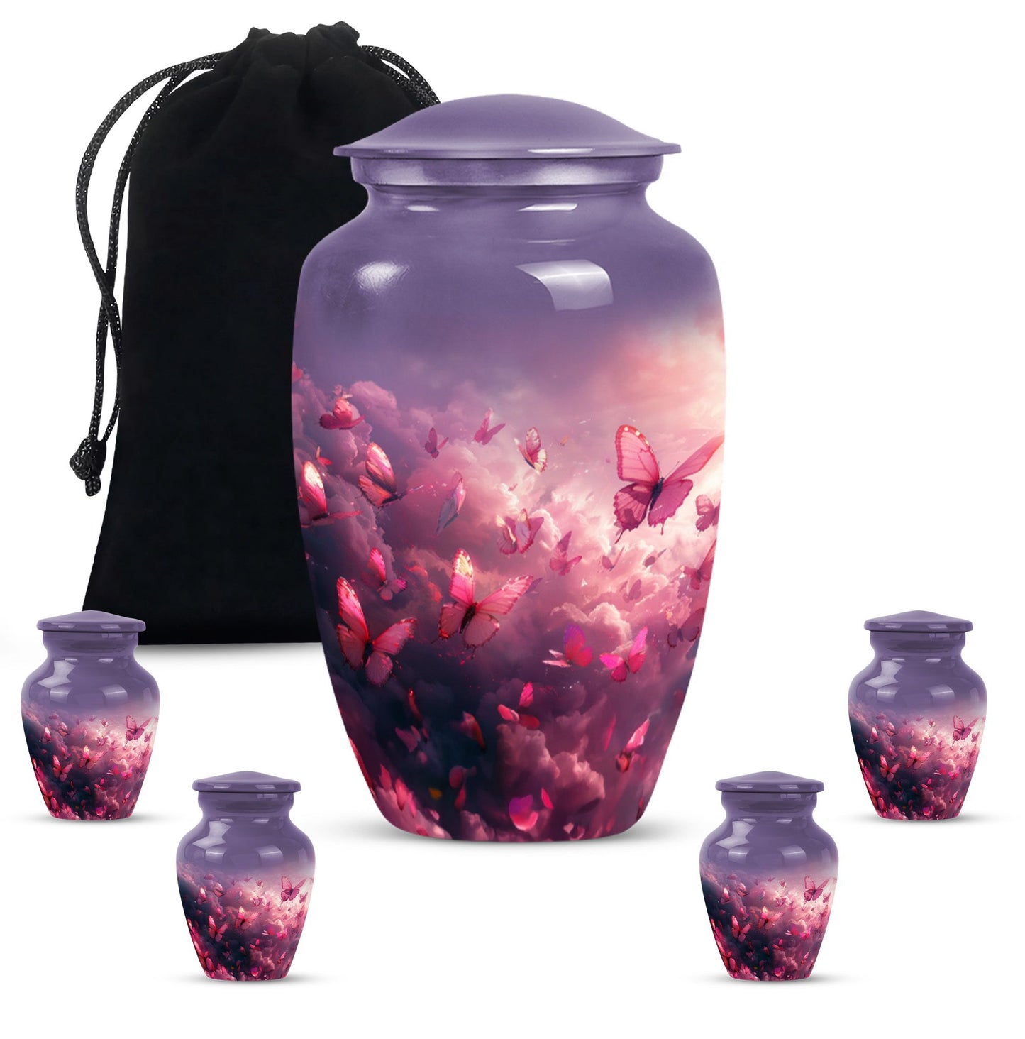 pink butterfly classic cremation urn,
