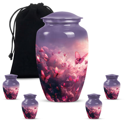 pink butterfly classic cremation urn,