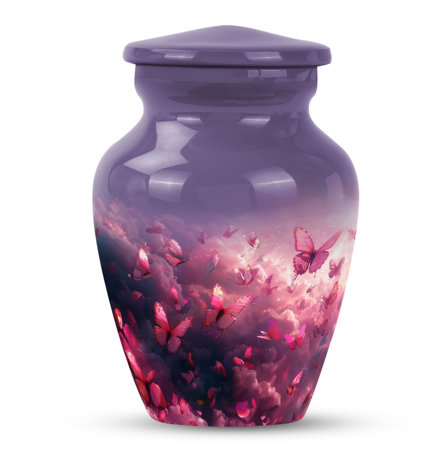 pink butterfly classic cremation urn,