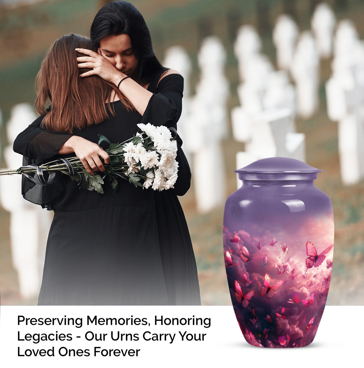 pink butterfly classic cremation urn,