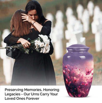 pink butterfly classic cremation urn,