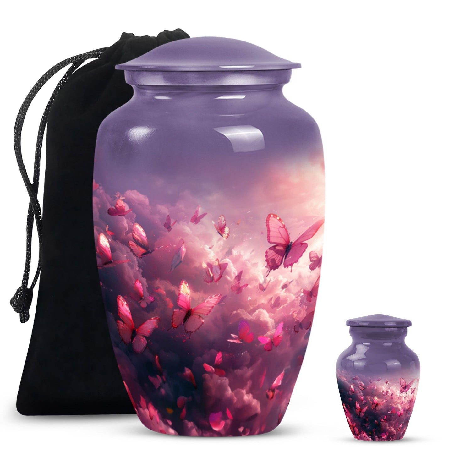 pink butterfly classic cremation urn,